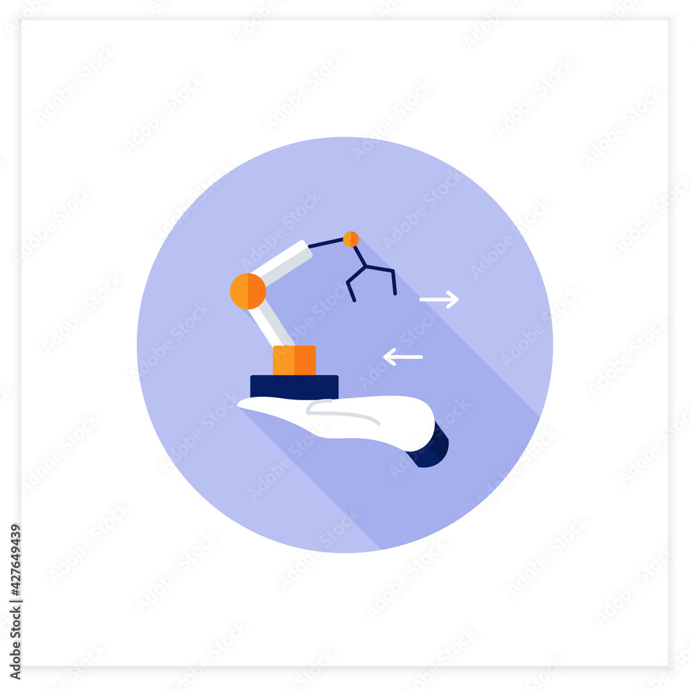 Poster fixed asset management flat icon. industrialization.tracking fixed assets for purposes of financial 