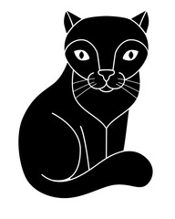 Cat silhouette. Cute kitty - black silhouette for a logo or pictogram. Sitting cat - picture for an icon or sign.