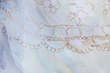 Beige lace neutral wallpaper. Brush strokes gentle surface. Effortless vintage background.