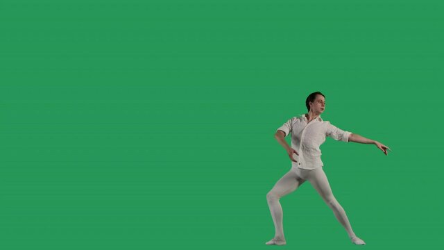 Beautiful ballet dancer on green screen. Elegant dance element from classical ballet.