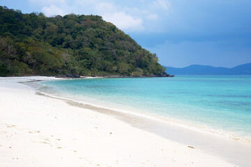 Fototapeta na wymiar White sand beach and mountain : Hey island, Phuket, Thailand