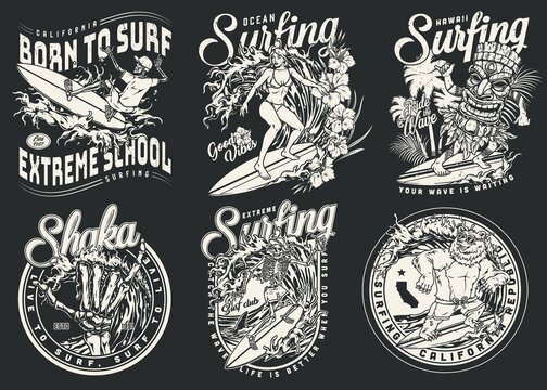 Extreme surfing vintage badges