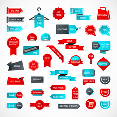 Vector stickers, price tag, banner, label. Coupon sale, offers and promotions vector template.