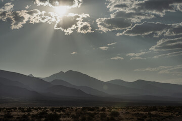 Sun Burst Over Valley Below Great Basin National Park