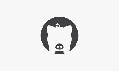circle pig vector illustration on white background. creative icon.
