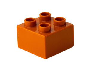 Brown plastic building blocks isolated on white