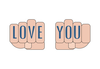 Love you tattoo on fingers fists