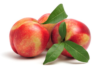 ripe peach on white background