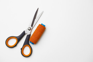 Sewing accessories isolated on white background close up