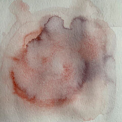 Hand drawn watercolor red  abstract spot 