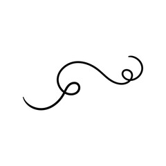 Swirl ornament stroke hand drawn. Ornamental curls with pen, swirls divider and filigree ornaments vector illustration set. Black on white