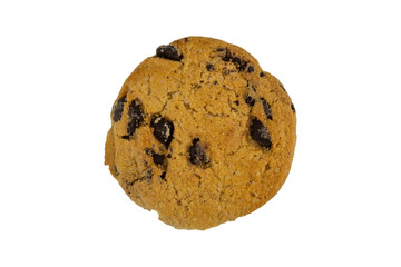 Round cookies with pieces of chocolate.