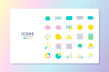 お金・金融のアイコンセット　線画