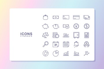 お金・金融のアイコンセット　線画