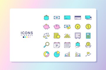 お金・金融のアイコンセット　カラー