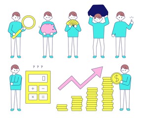 ミニマムシンプルな人物 お金 資産運用 モノクロver Wall Mural 泰奈 大脇