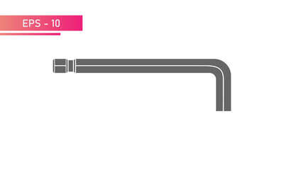 Hex key for the master. Solid design. On a white background. Flat vector illustration.