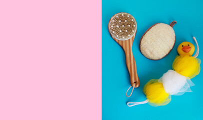 Bath accessories, washcloth and massage brush