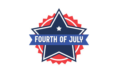 Obraz premium Fourth of July celebration emblem. Happy independence day. United states of America patriotic symbol. American flag colors.