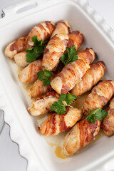 Bacon roll with asparagus grilled with salt