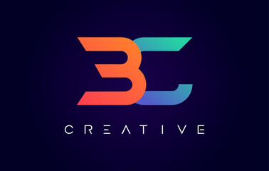 Obraz premium BC Logo Letter Design with Modern Creative Concept and Orange Blue Colors Vector