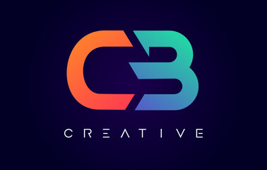 CB Logo Letter Design with Modern Creative Concept and Orange Blue Colors Vector