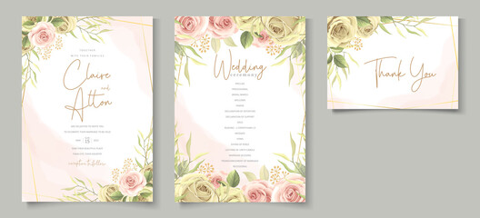 Fototapeta na wymiar Minimalist wedding card concept with floral decoration