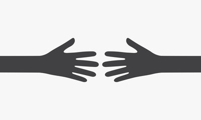 two hands reach each other. vector illustration.