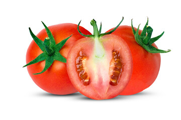 Tomato isolated. tomato on white background. tomato clipping path. full depth of field.