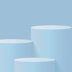 Abstract background with blue color geometric 3d podiums. Vector illustration