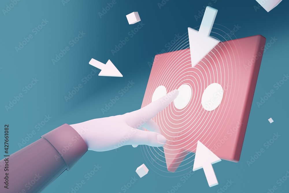 Fototapete touch message button. innovations data systems intuitive thinking and development technologies in au