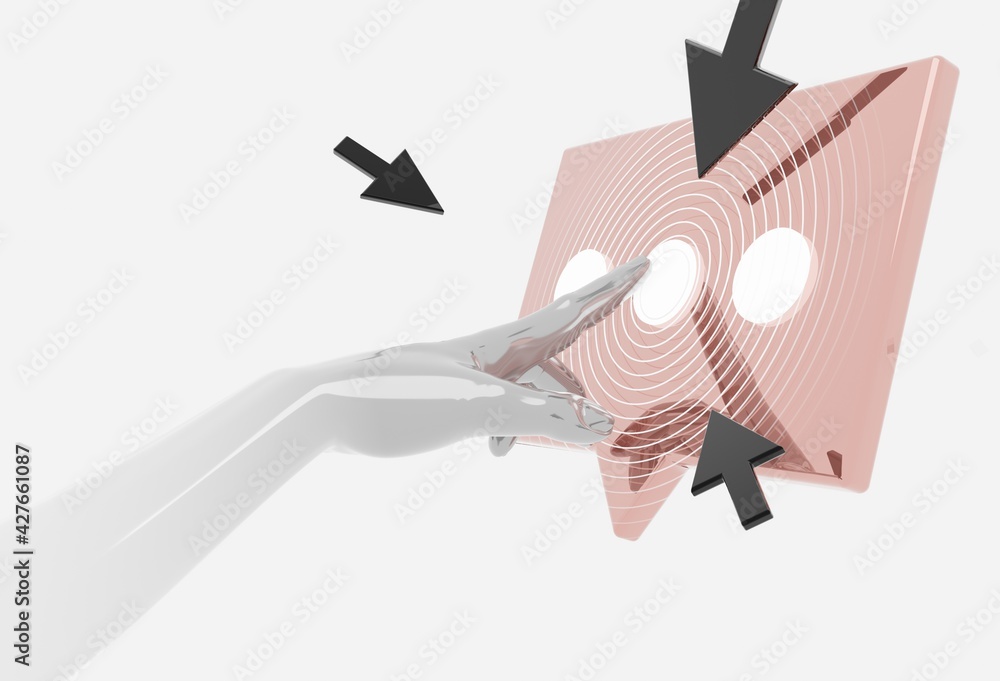 Fototapete touch message button. innovations data systems intuitive thinking and development technologies in au
