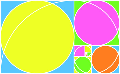 Golden ratio shapes graphic with bold colours