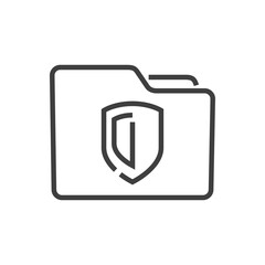 Icono seguridad. Carpeta con escudo con lineas en color gris