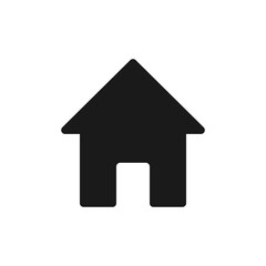 Home icon. House black pictogram. Home page concept. Building silhouette symbol. Vector isolated on white