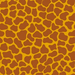 Giraffe skin texture seamless pattern vector. Warm animal spotter hand-drawn texture by cooper and goldenrod colors. Simple monochrome spotted animal endless texture. Perfect for fabric, textile, etc