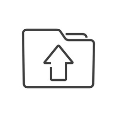 Icono subir. Carpeta con flecha arriba con lineas en color gris.