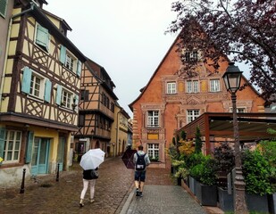 Fototapeta na wymiar The picturesque streets of Colmar, Alsace with its typical colorful houses. France.