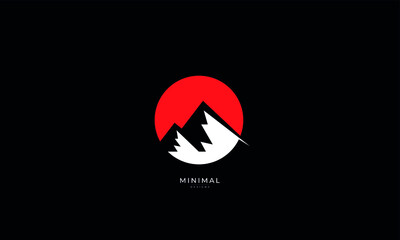 A line art icon logo of a minimal mountain, peak, summit	
