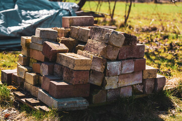 old bricks on a pile
