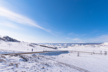 View of the Sarminsky char and the valley from the monument to the hero of the folk song Vagabond, on the side of the Irkutsk-Khuzhir highway