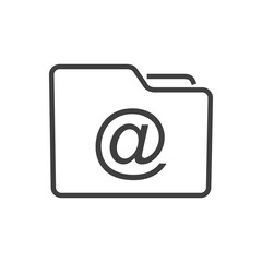 Icono correo electrónico. Carpeta con símbolo arroba con lineas en color gris