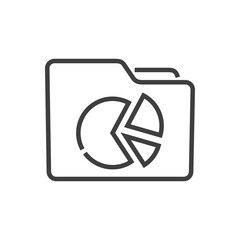 Icono carpeta con gráfico circular con lineas en color gris