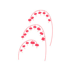 Dicenter flowers. Broken heart flower. Colorful hand drawn vector illustration. Garden flowers