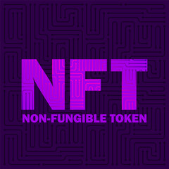 NFT non fungible token logo header banner vector illustration. Digital Art Concept.