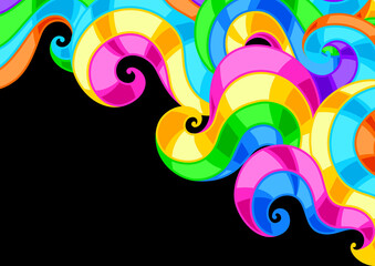 Background with abstract colored swirls. Colorful shiny curls.