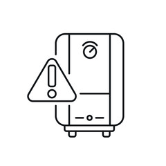 Fototapeta na wymiar Broken heating boiler linear icon. Plumbing. Thin line customizable illustration. Contour symbol. Vector isolated outline drawing. Editable stroke