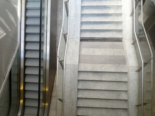 stairs and escalator view from above in a modern building