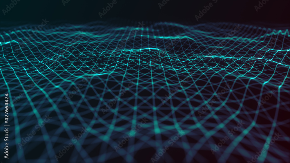 Aufkleber abstract background with digital data fractal mesh/ illustration of an abstract fractal digital tech