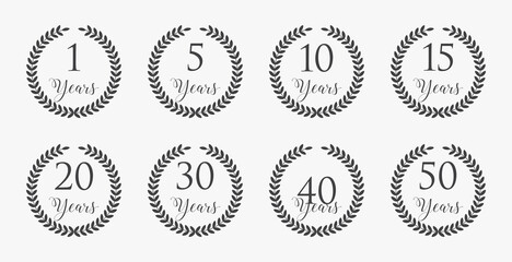 set laurel wreath anniversary. vector illustration. design template.
